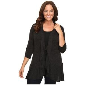 Kiyonna Cardigan 1X Love Story Cardigan Top Open Front or Tie Waterfall Hem